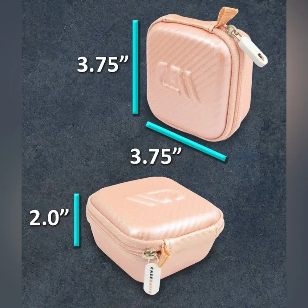 NWOT 3.75" Hard Shell EVA Travel Accessory Case With Carabiner Clip Rose Gold 😍 - Picture 8 of 10
